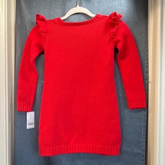 Carters Girls Red 5T Cable Knit Dress Holiday/Party Long Sleeves NEW - Picture 2 of 7